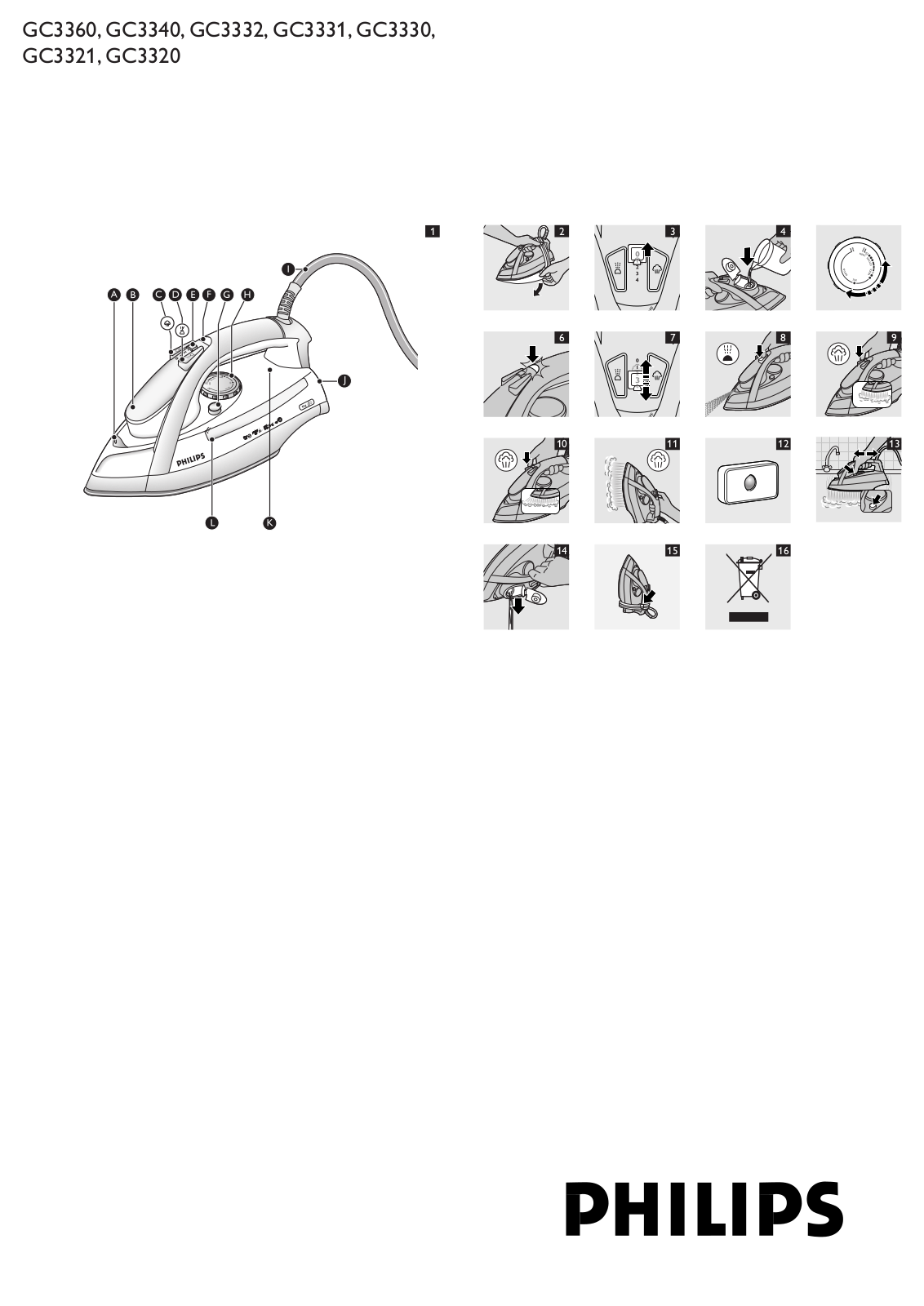 Philips GC3360, GC3340, GC3332, GC3331, GC3330 User Manual