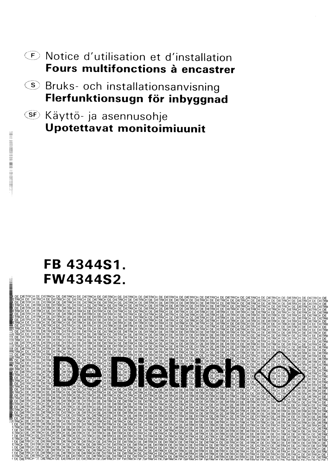 De dietrich FW4344S1, FW4344S2 User Manual