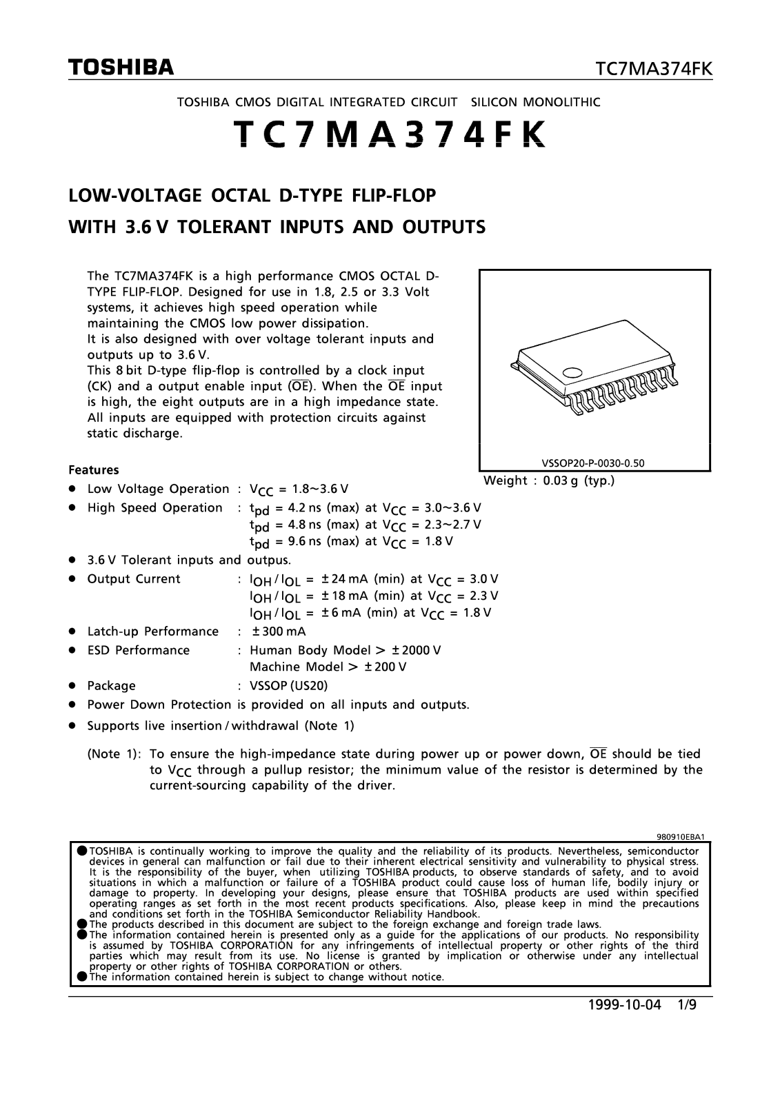 Toshiba TC7MA374FK Datasheet