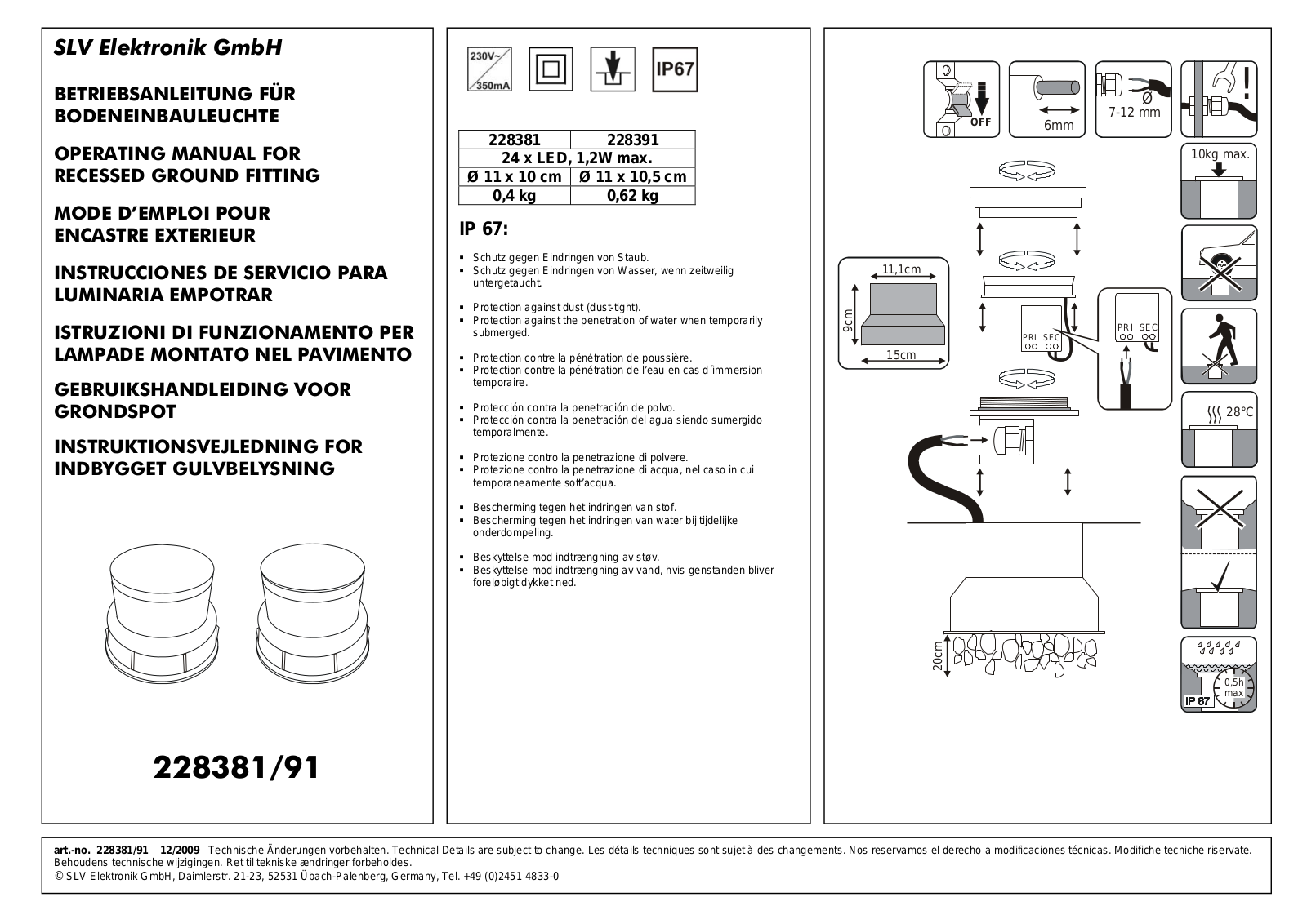 SLV 228391, 228381 Instruction Manual