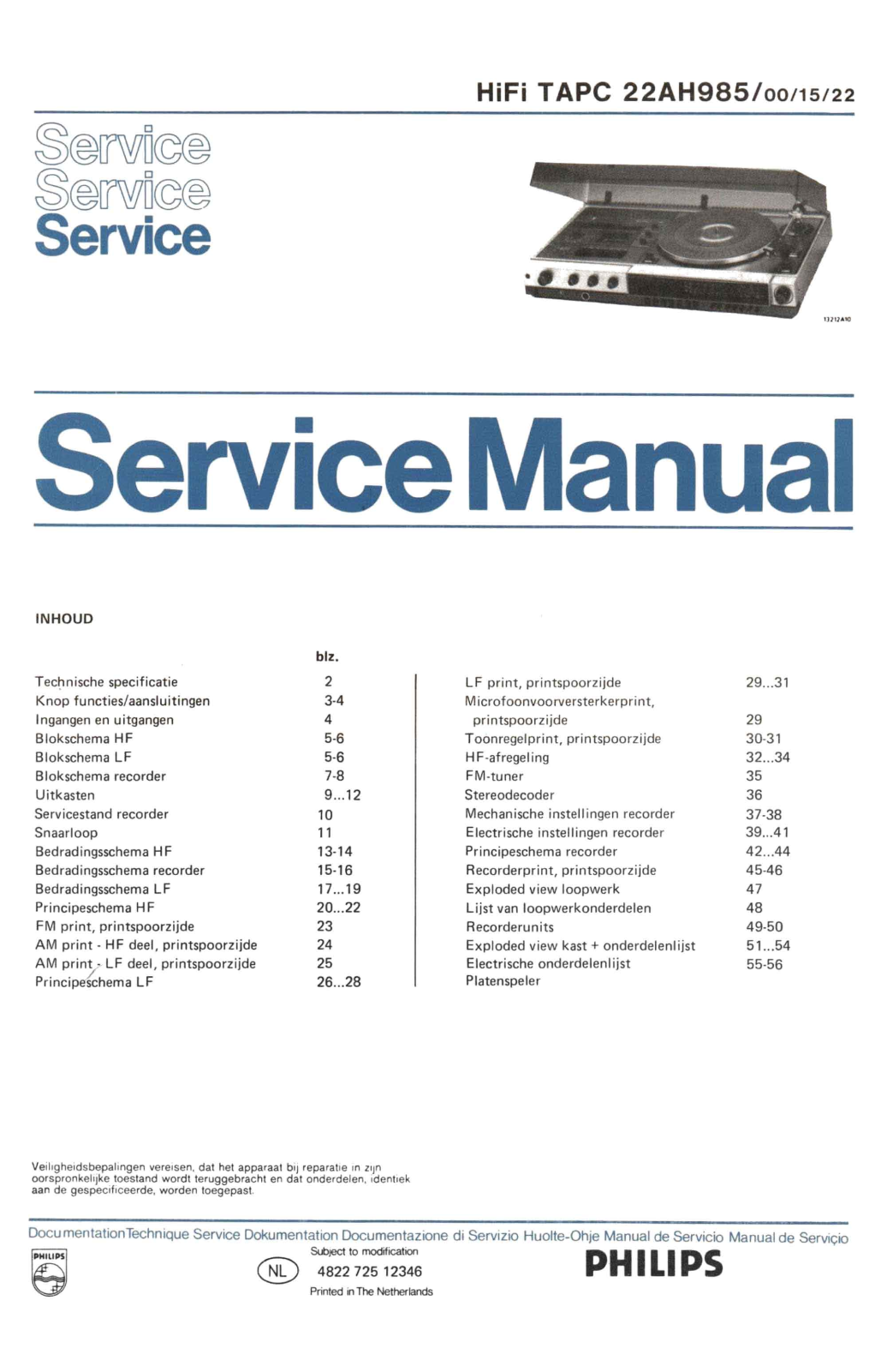 Philips 22-AH-985 Service Manual