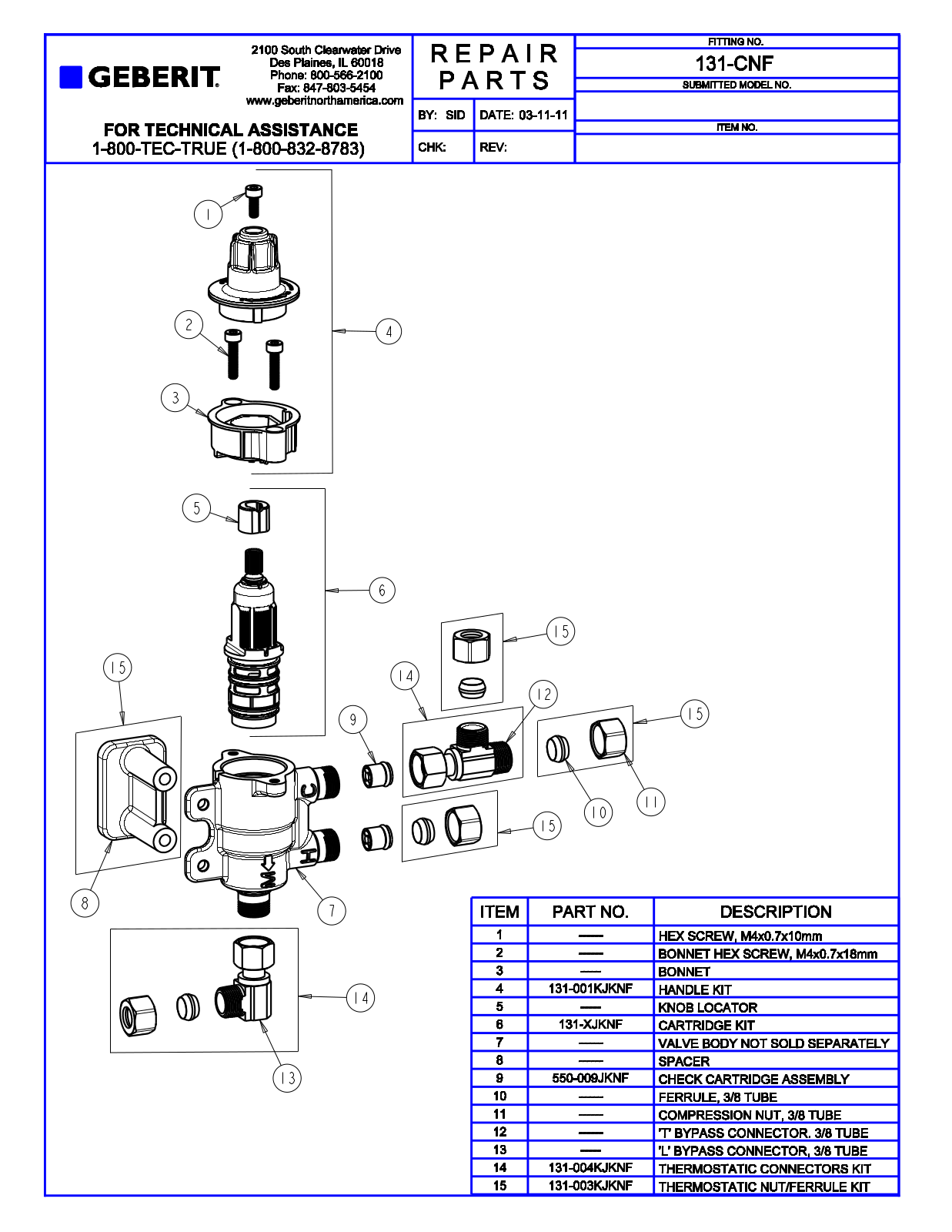 Chicago Faucet 131-CNF Parts List