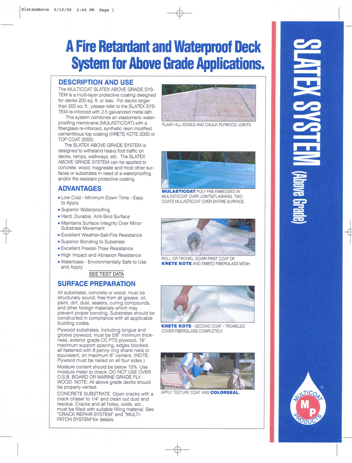 Multicoat SLATEX ABOVE GRADE User Manual