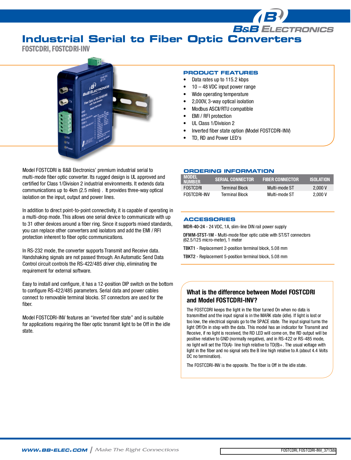 B&B Electronics FOSTCDRI-INV Datasheet - ManualMachine.com