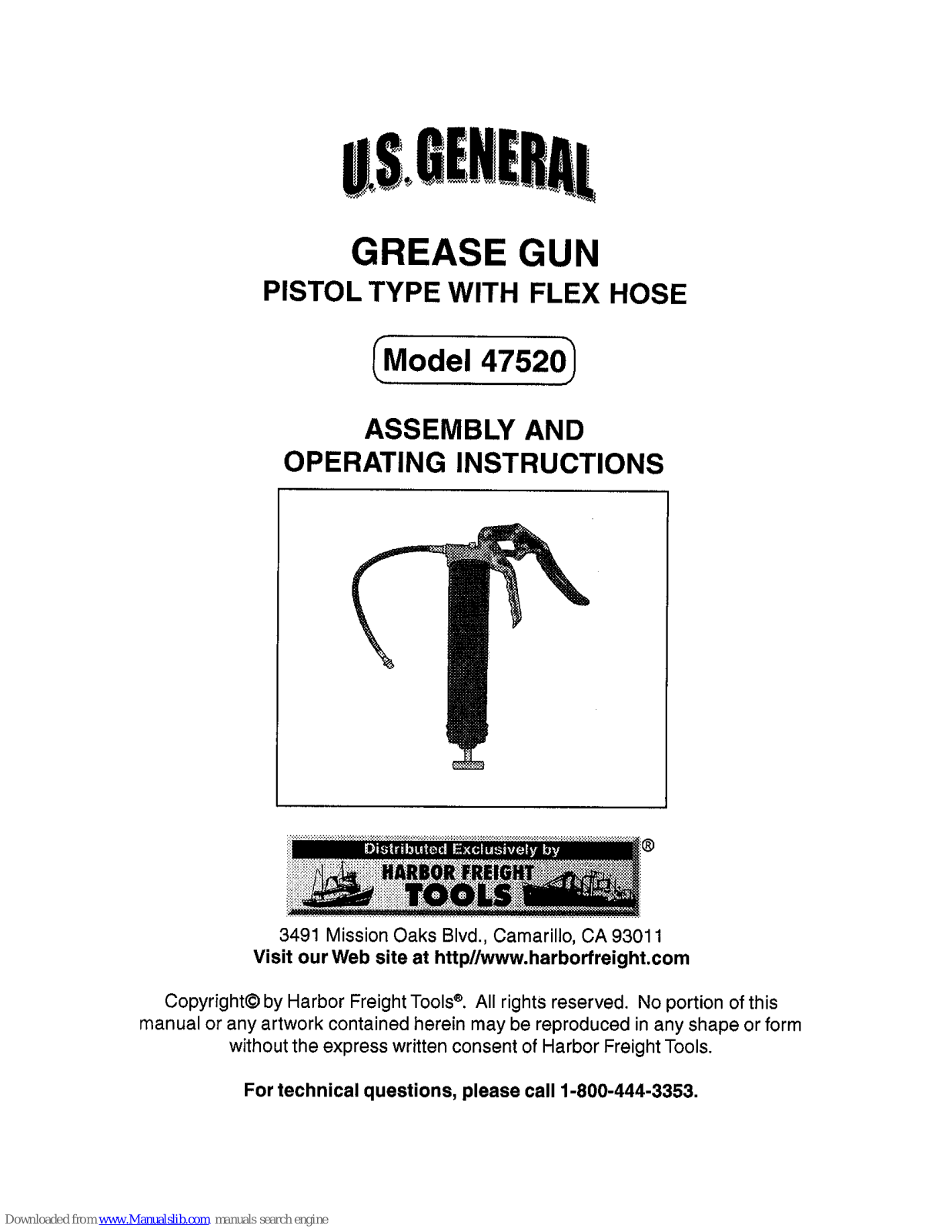 U.S. General 47520 Assemble And Operating Instructions