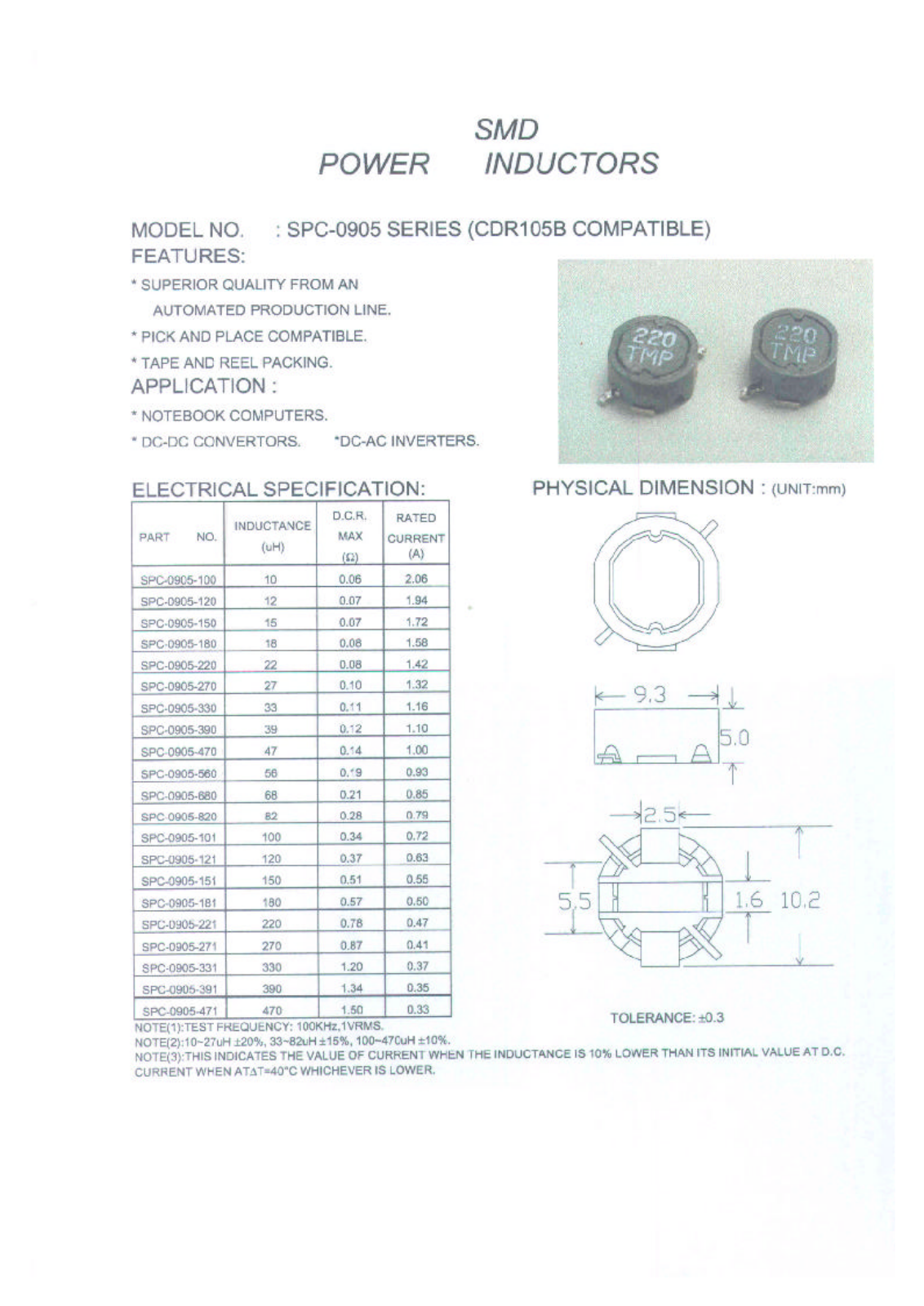 MICRO SPC-0905-120, SPC-0905-121, SPC-0905-150, SPC-0905-151, SPC-0905-180 Datasheet