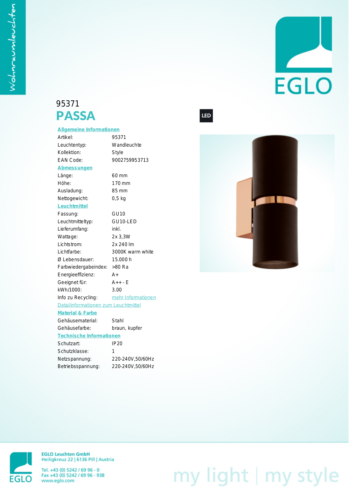 Eglo 95371 Service Manual