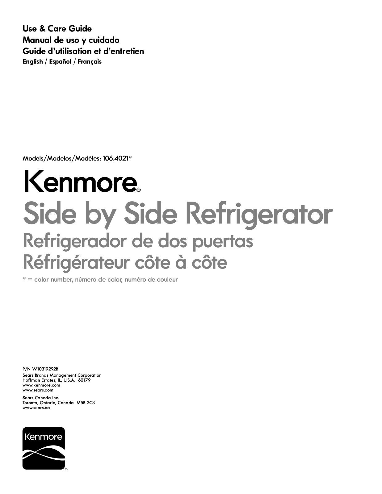 Kenmore 106.4021* Owner's Manual