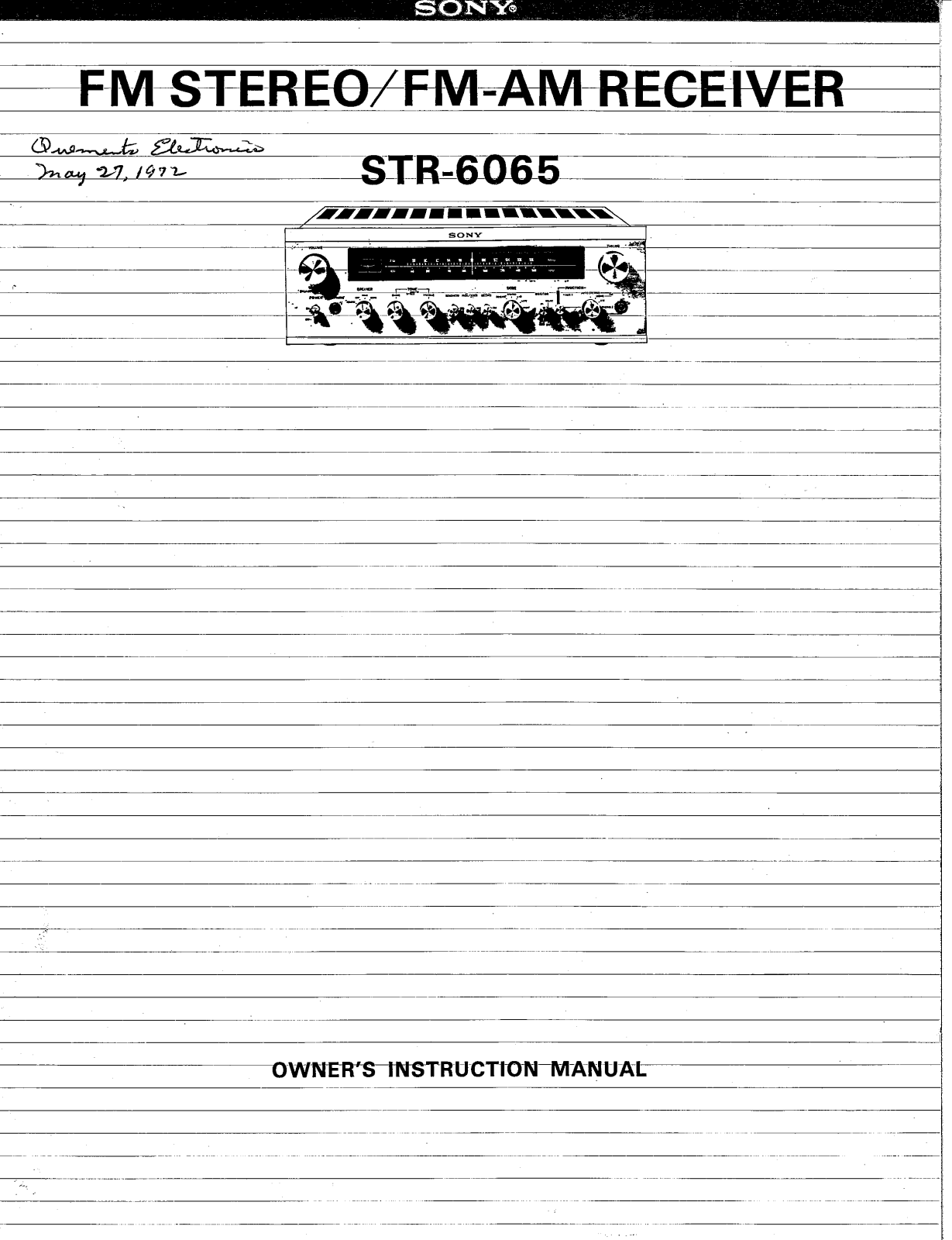 Sony STR-6065 Owners manual