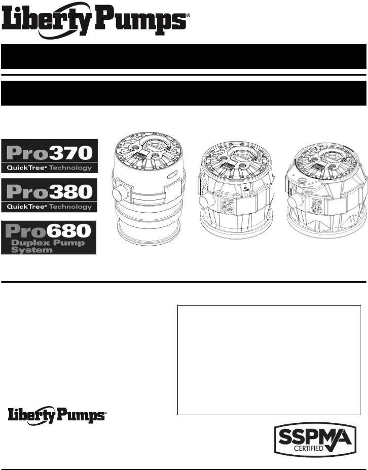 Liberty Pumps P372LE41, P382LE41V, P382LE41SD, P373LE41, P383LE41 Installation Manual