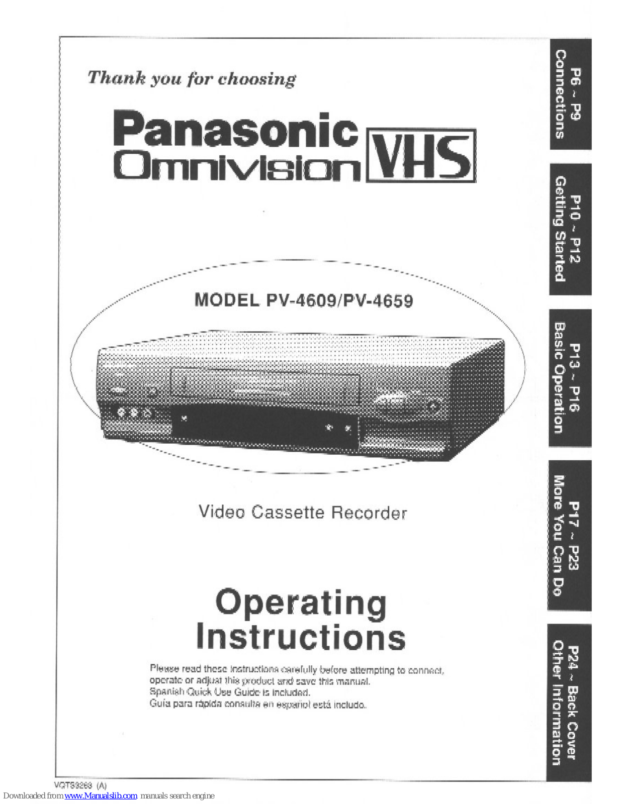 Panasonic Omnivision PV-4609, Omnivision PV-4659 Operating Instructions Manual