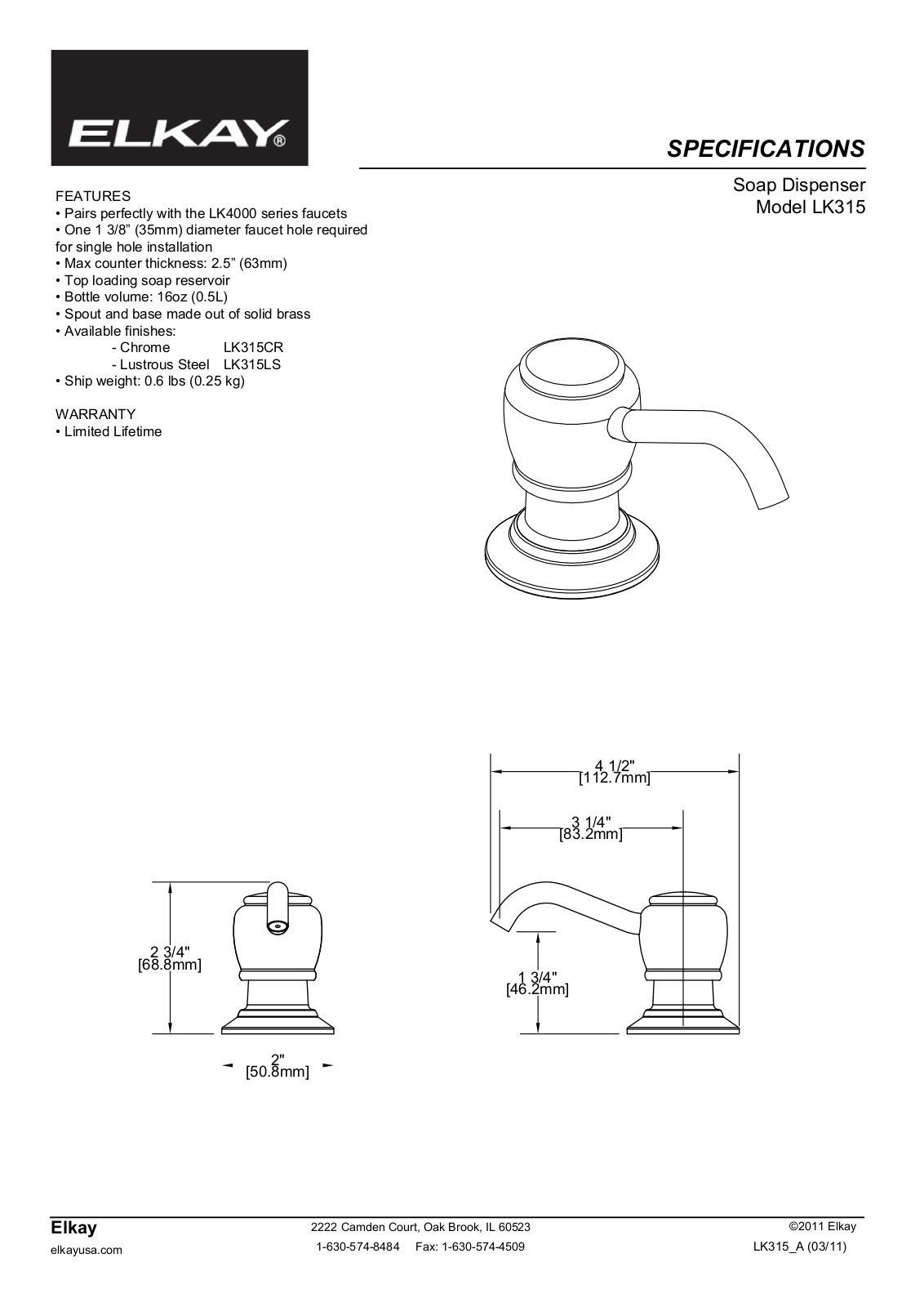 Elkay LK315LS User Manual