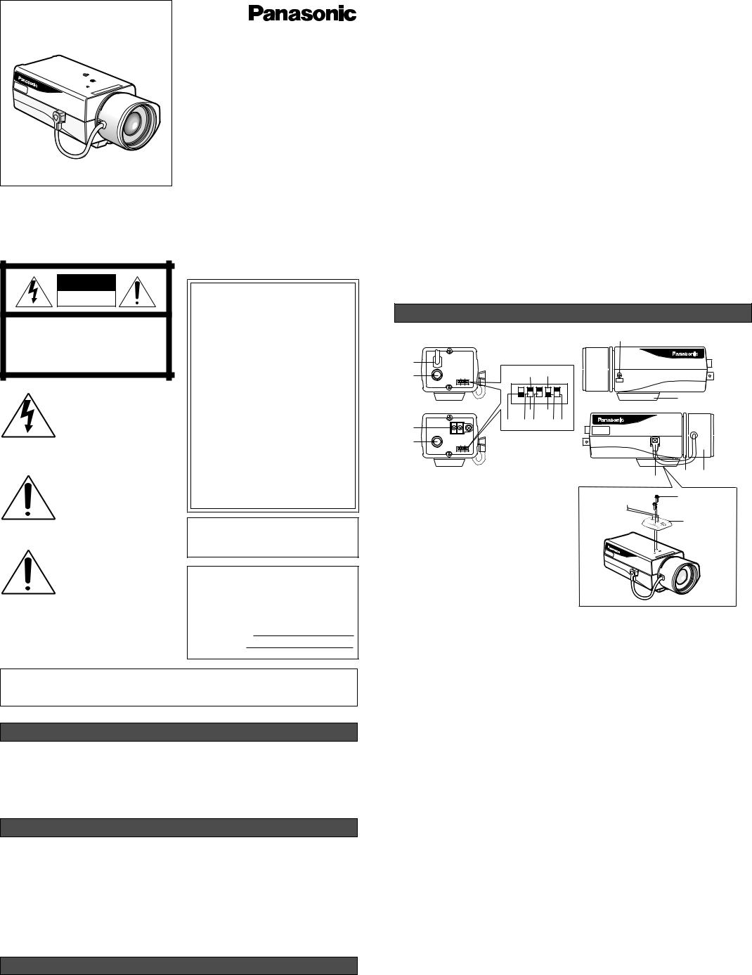 Panasonic WVCL274E, WV-CL270 User Manual