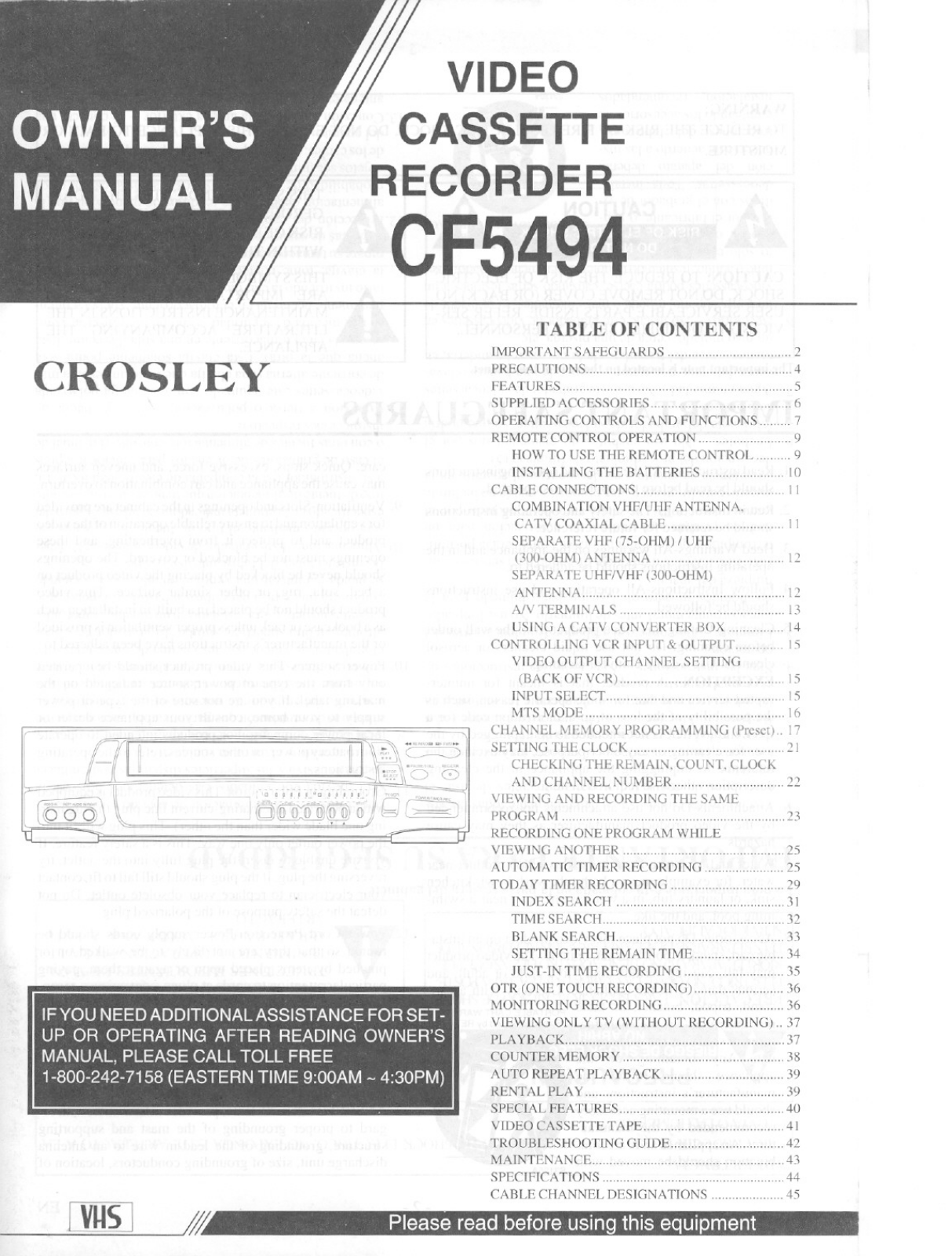 Crosley Radio CF5494 User Manual