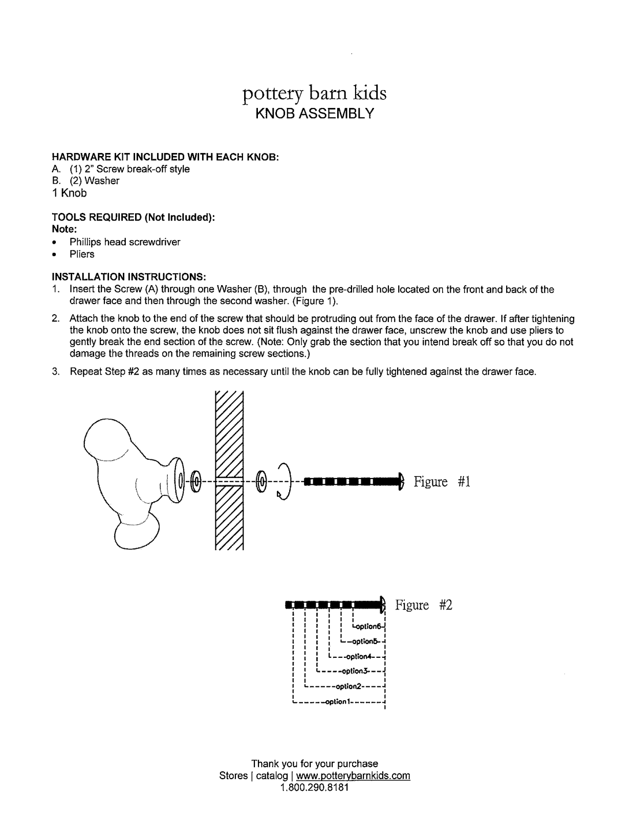 Pottery Barn Bird Knob Assembly Instruction