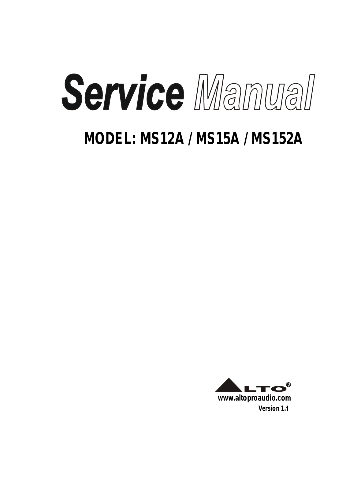 Alto MS12A, MS15A, MS152A Service Manual