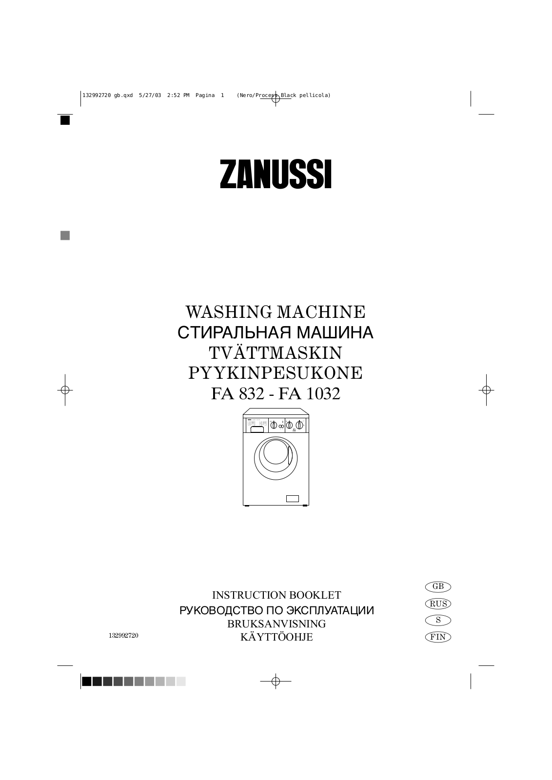 Zanussi FA832-1 User manual