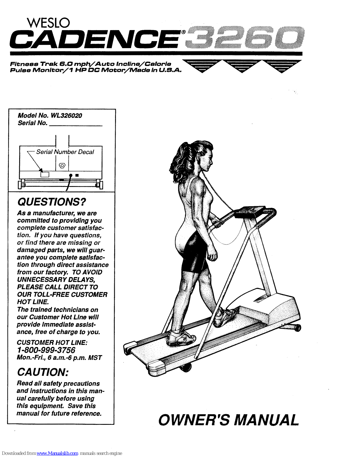 Weslo Cadence 3260 User Manual