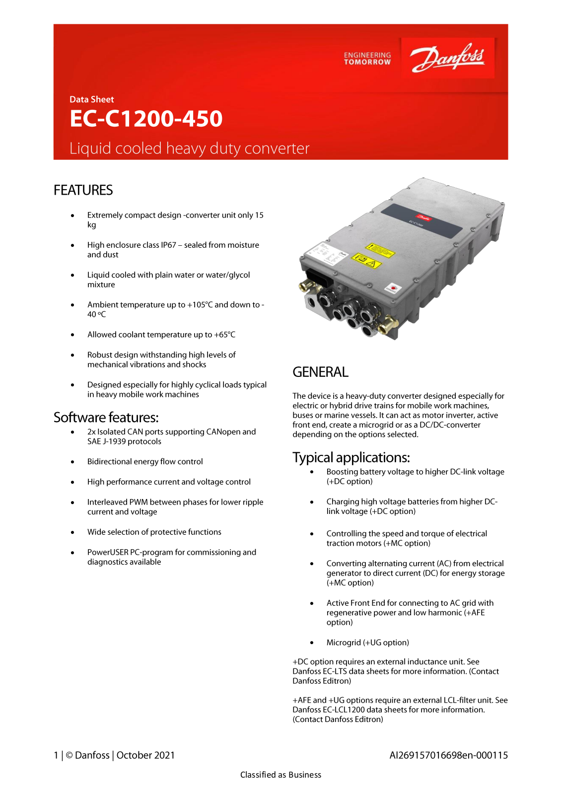 Danfoss EC-C1200-450 Data sheet