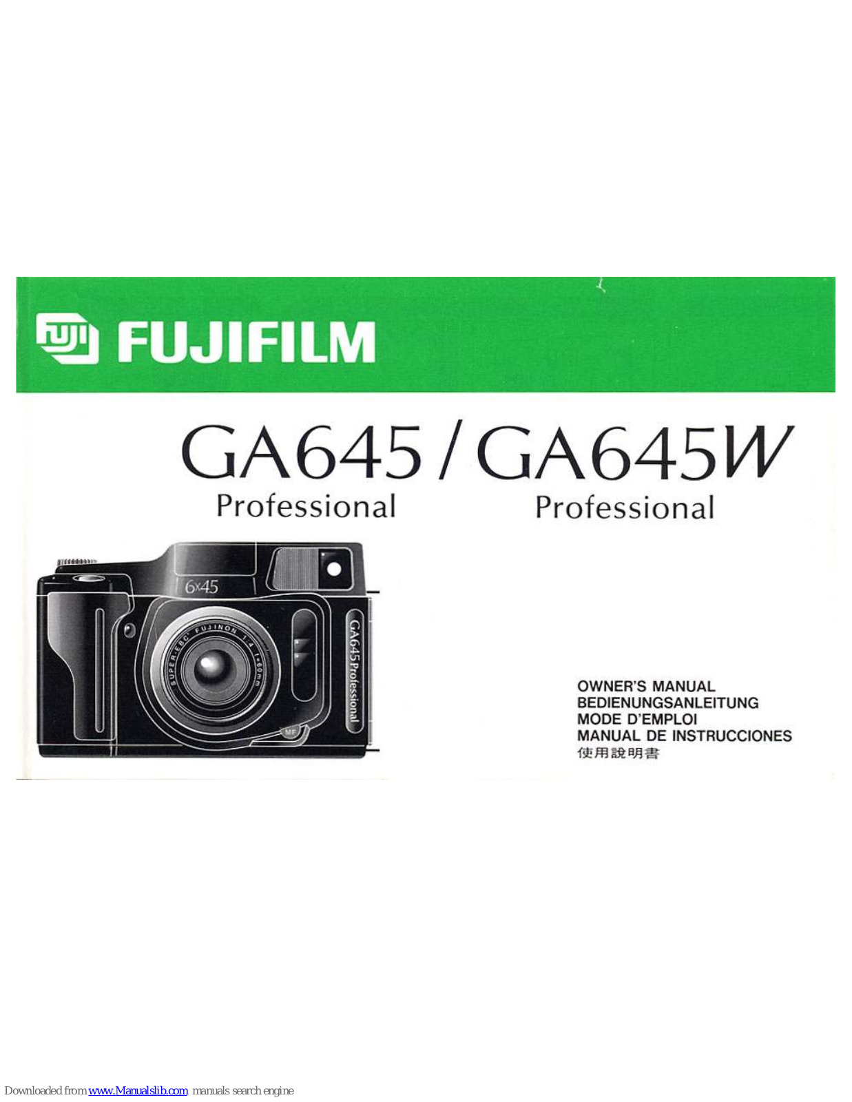 FujiFilm GA645W Owner's Manual