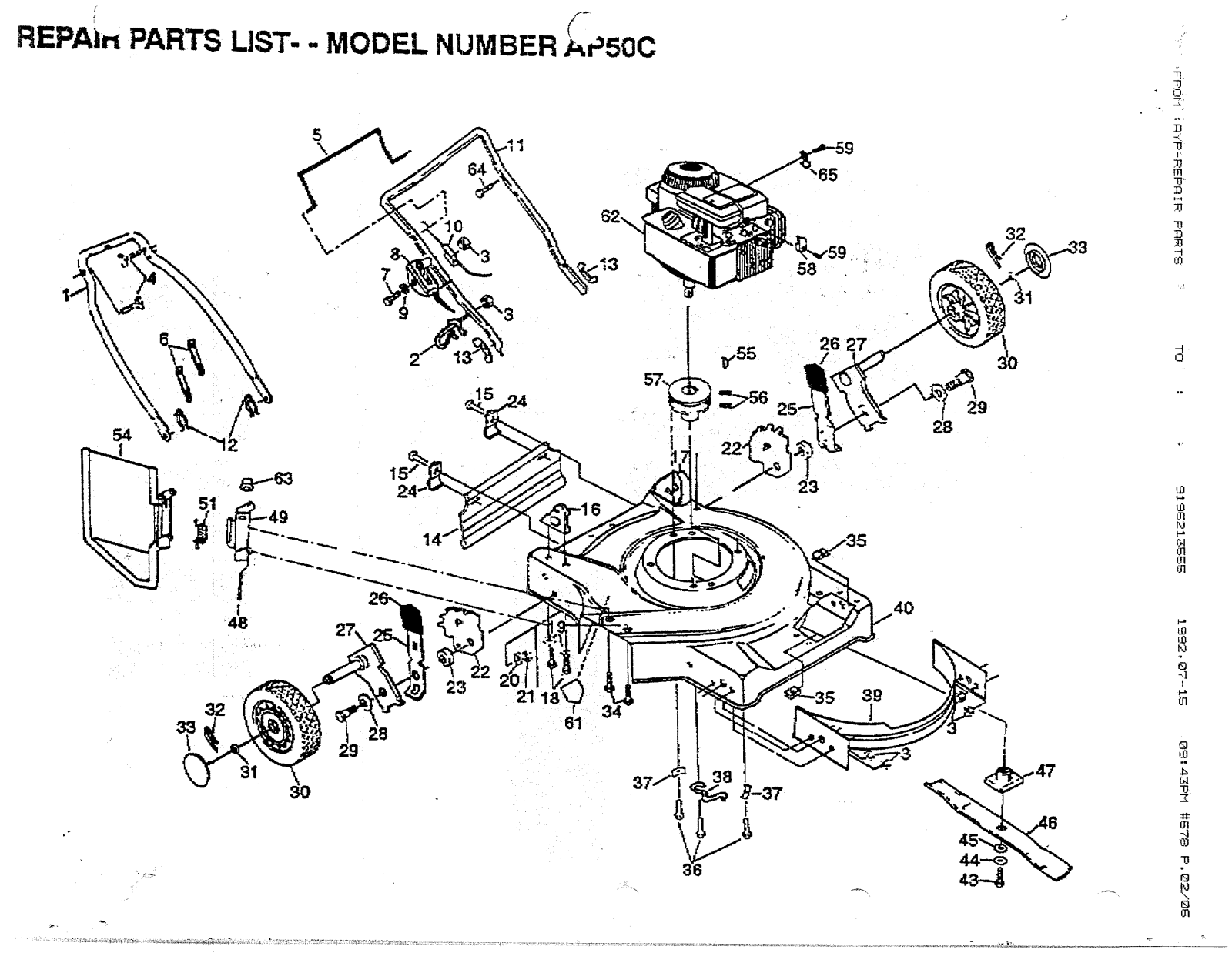 AYP AP50C Parts List