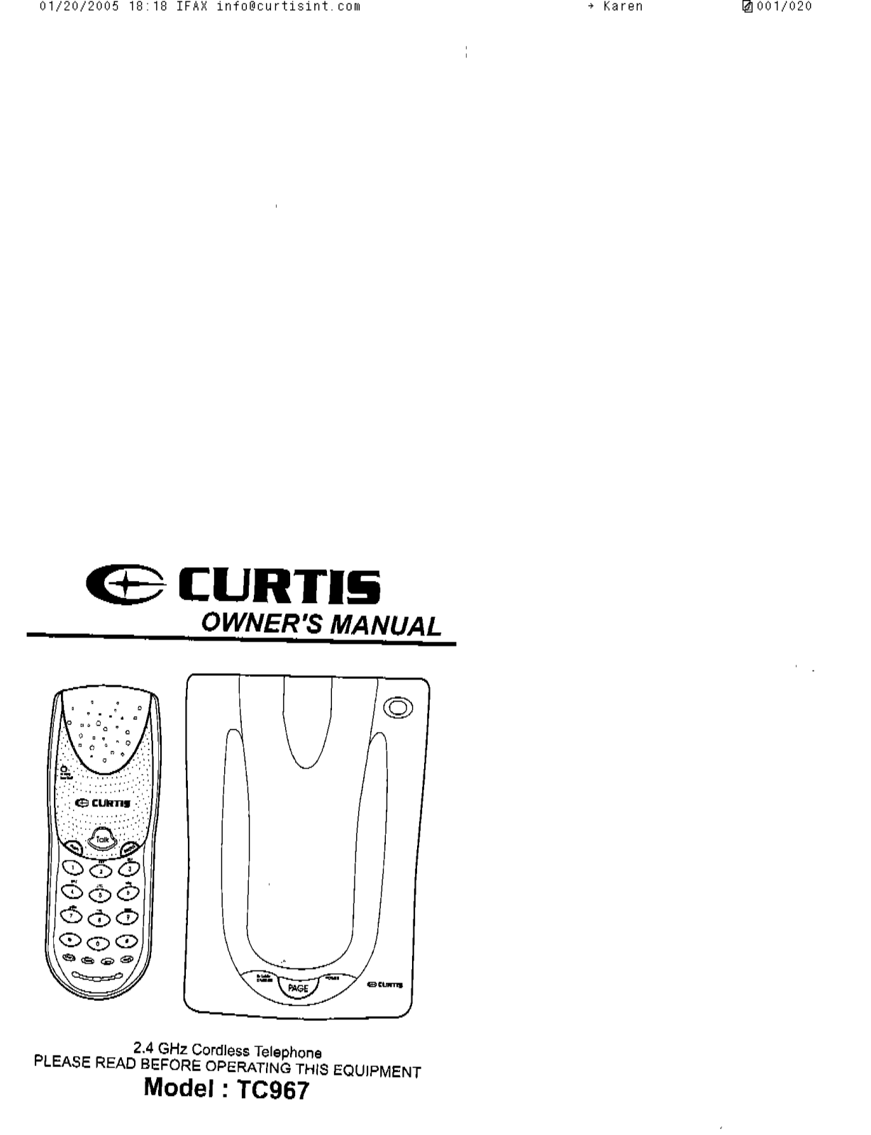 CURTIS TC967 User Manual