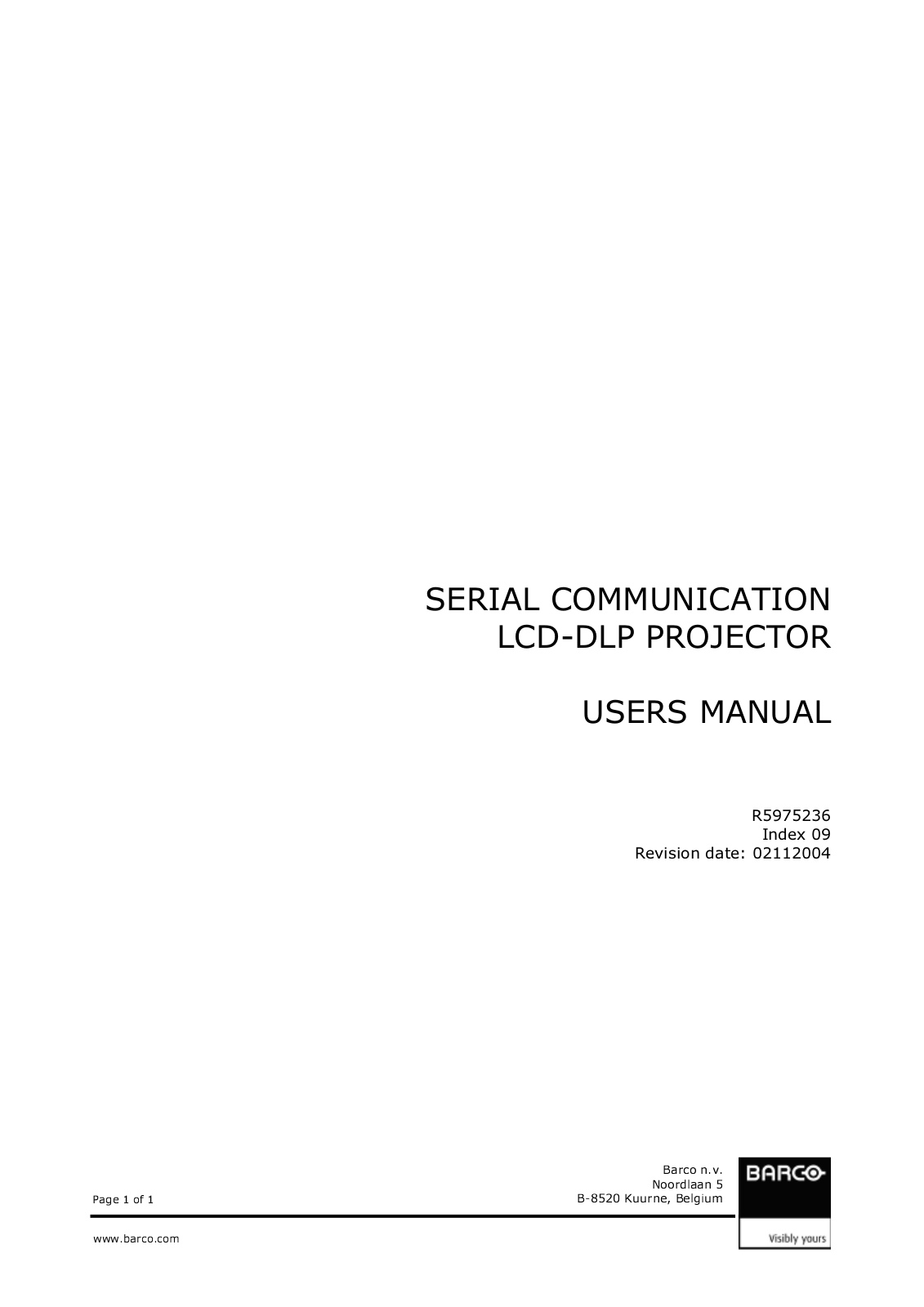 Barco R5975236 User Manual