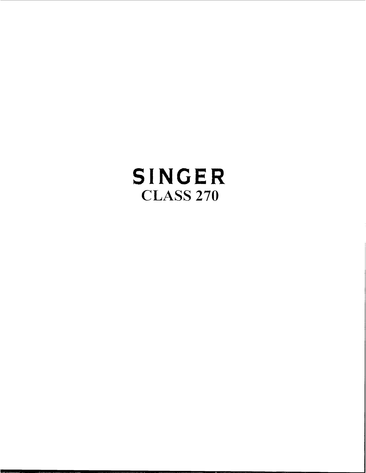 Singer 270 User Manual