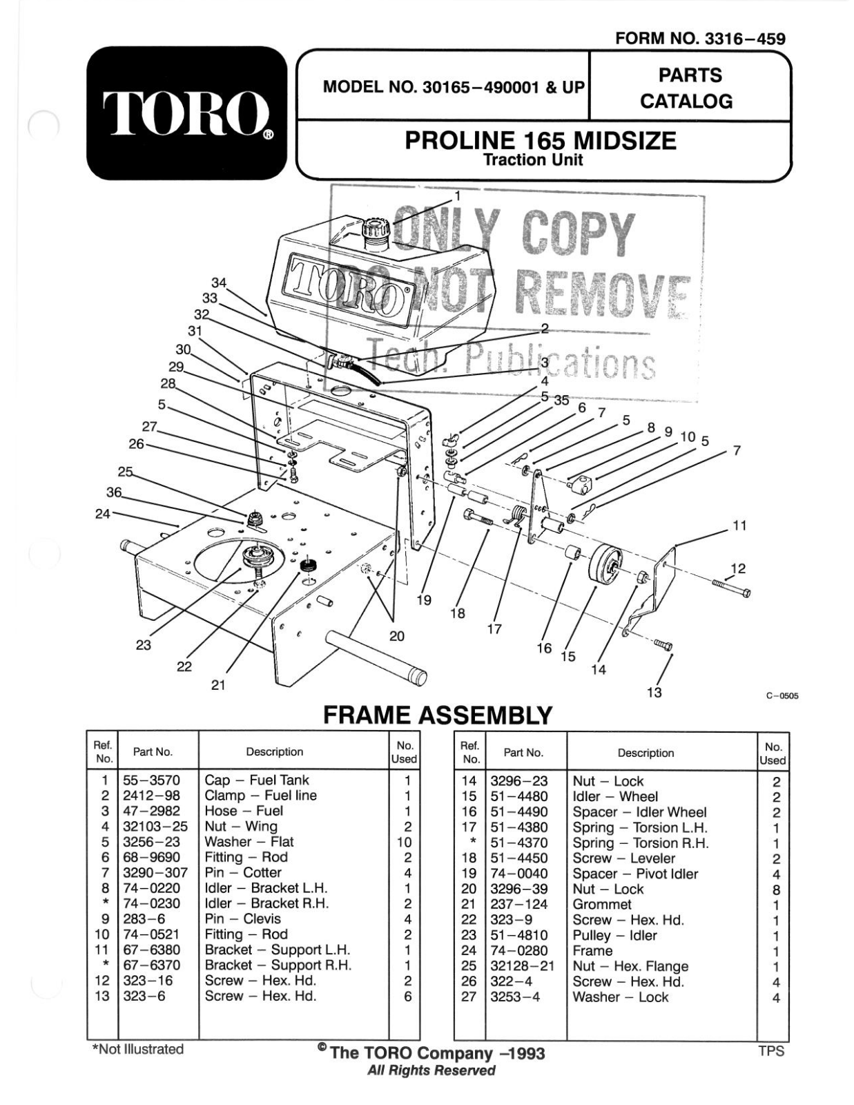 Toro 30165 Parts Catalogue