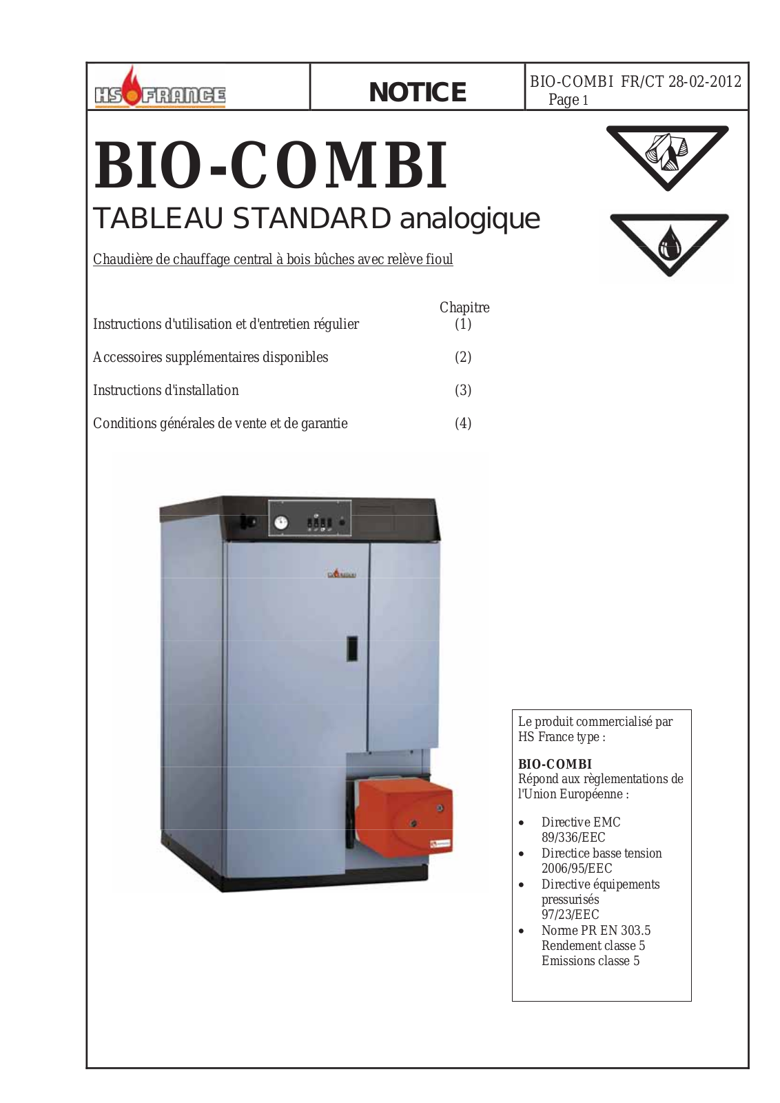 HS FRANCE Bio-combi User Manual