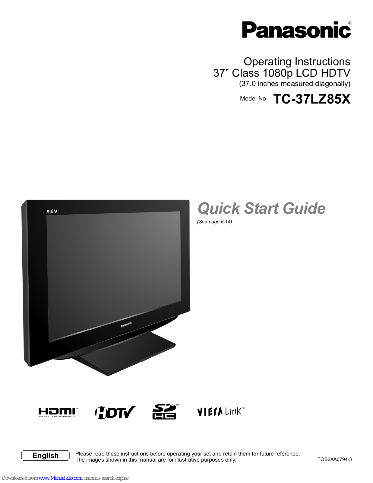 Panasonic Viera TC-37LZ85X Operating Instructions Manual