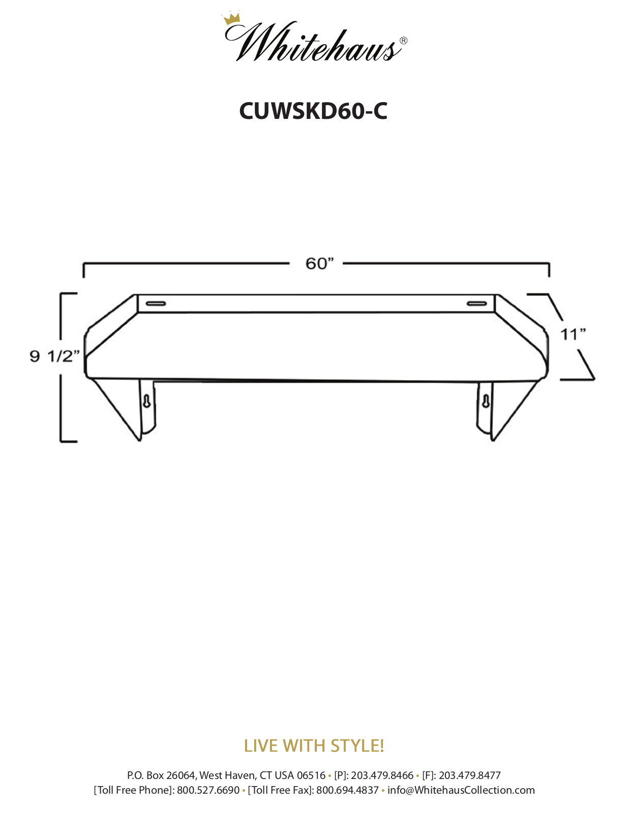 Whitehaus CUWSKD60C Specifications - ManualMachine.com