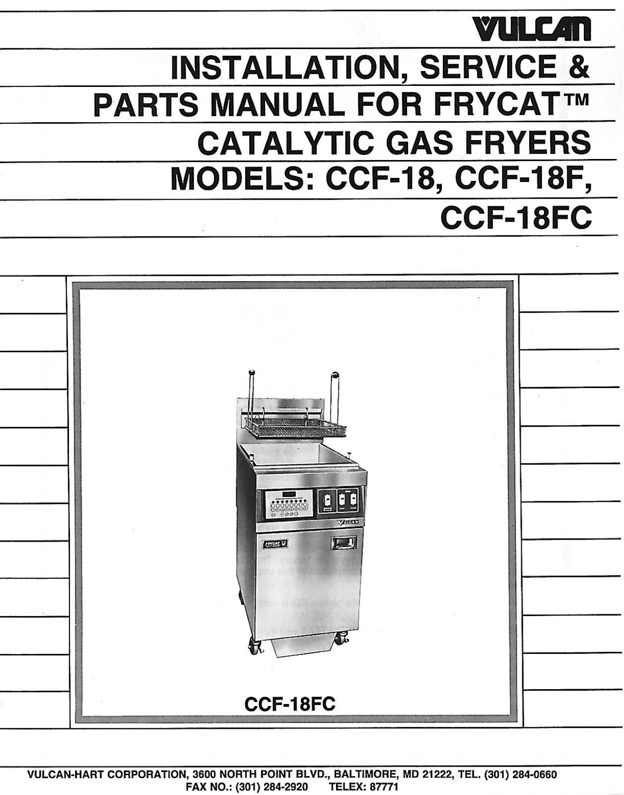 Vulcan CCF-18 Service Manual