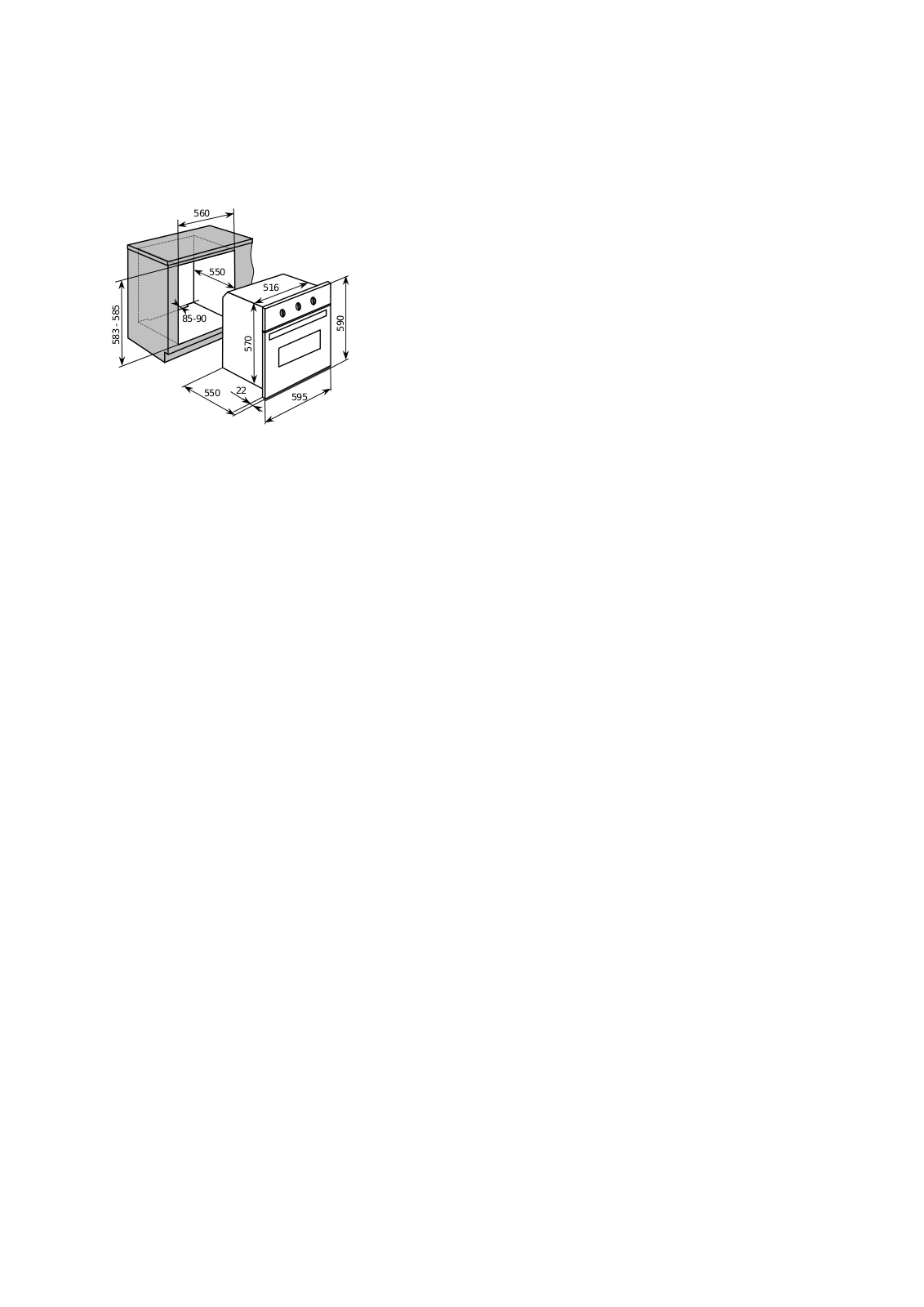 Baumatic BSO612W, BSO612BL Technical Drawing