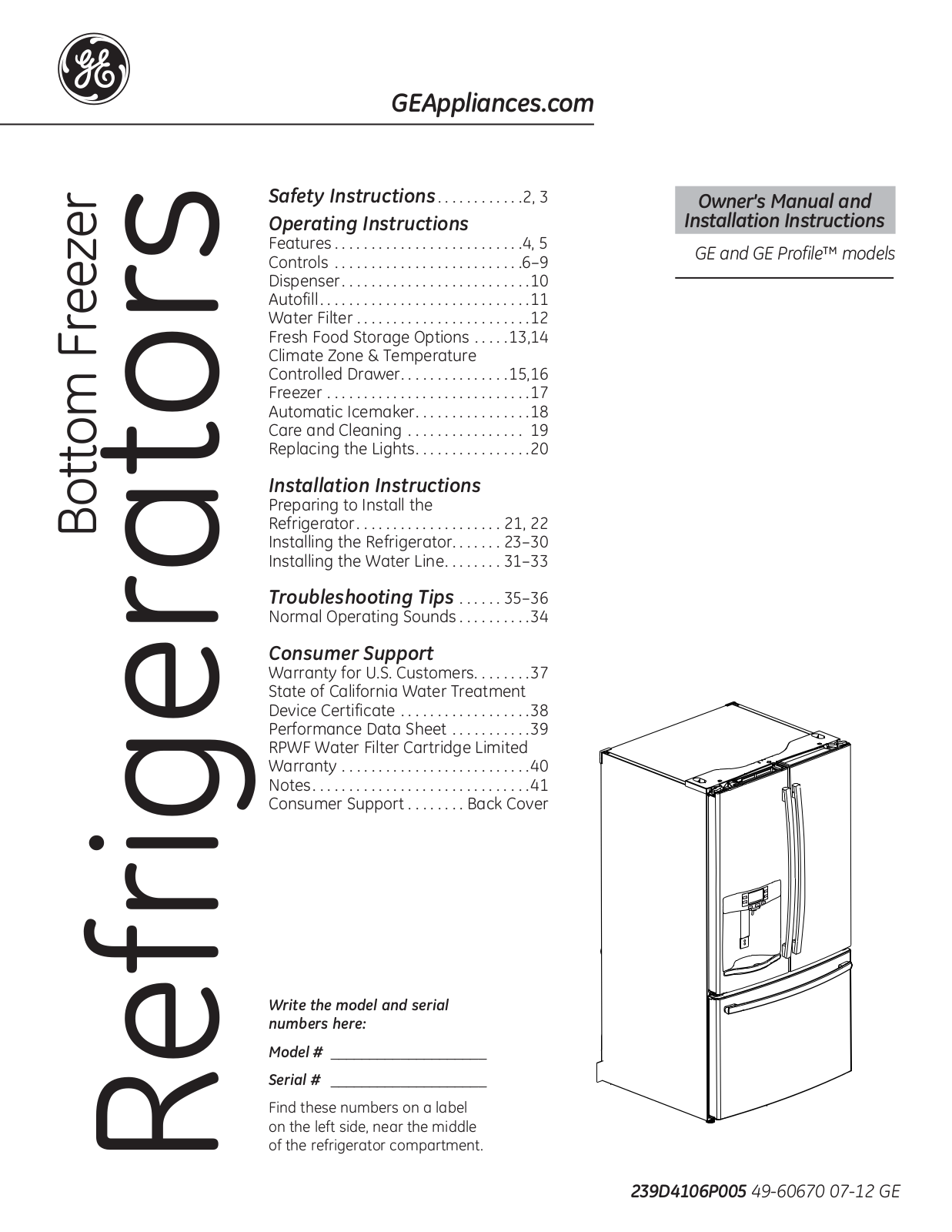 GE Profile GFE29HGD Owner's Manual And Installation Instructions