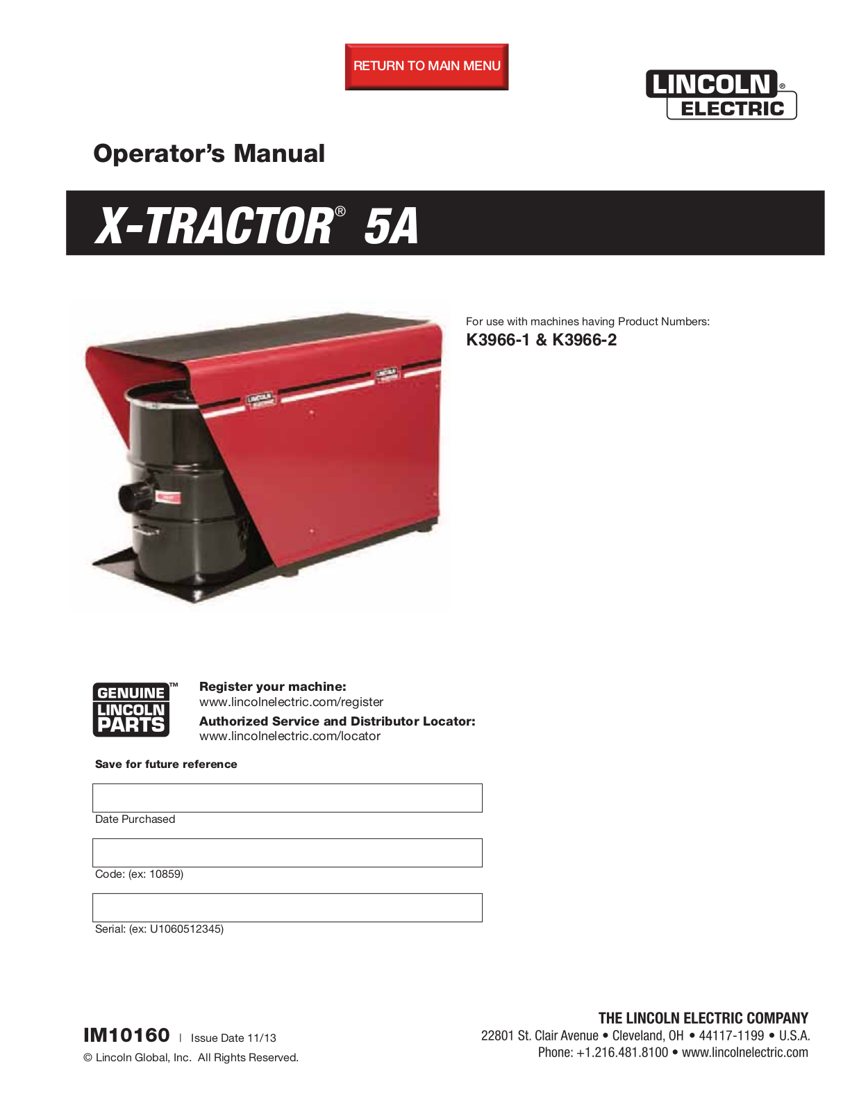 Lincoln Electric IM10160 User Manual