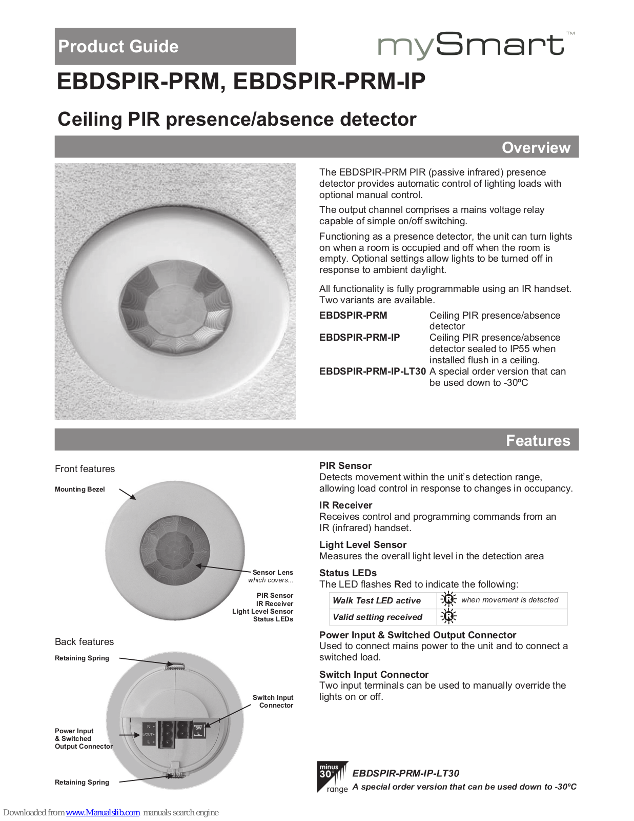 mySmart EBDSPIR-PRM-IP, EBDSPIR-PRM, EBDSPIR-PRM-IP-LT30 Product Manual