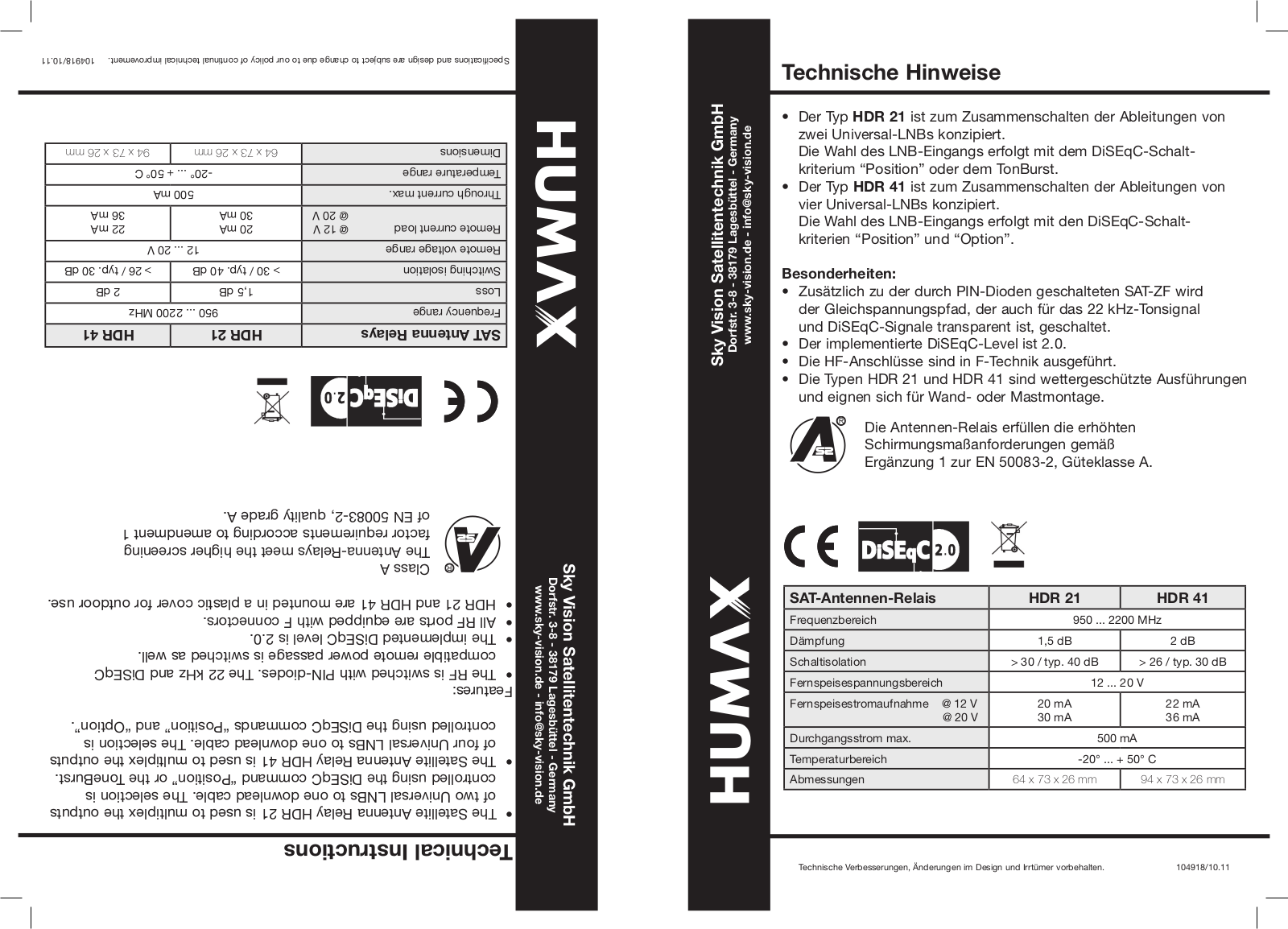 Humax HDR 21, HDR 41 User guide