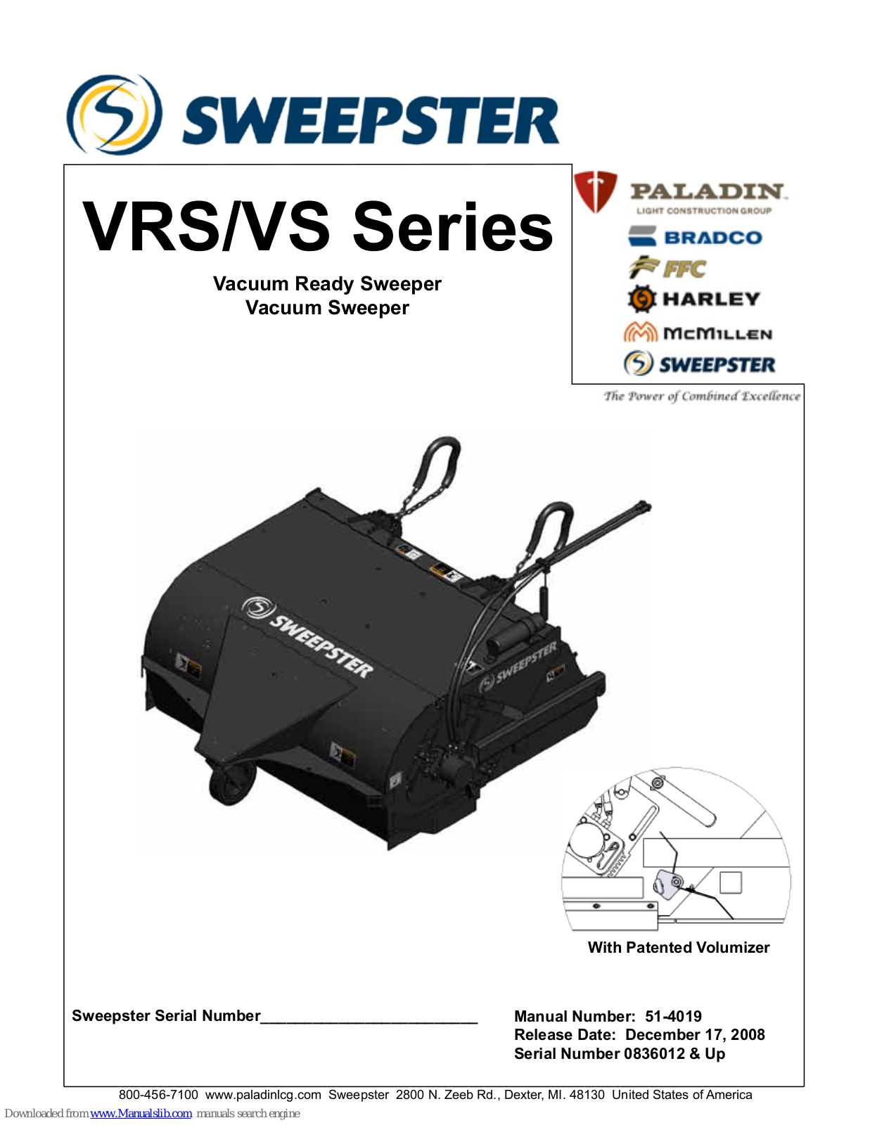 Sweepster VRS, VS Series Series Manual