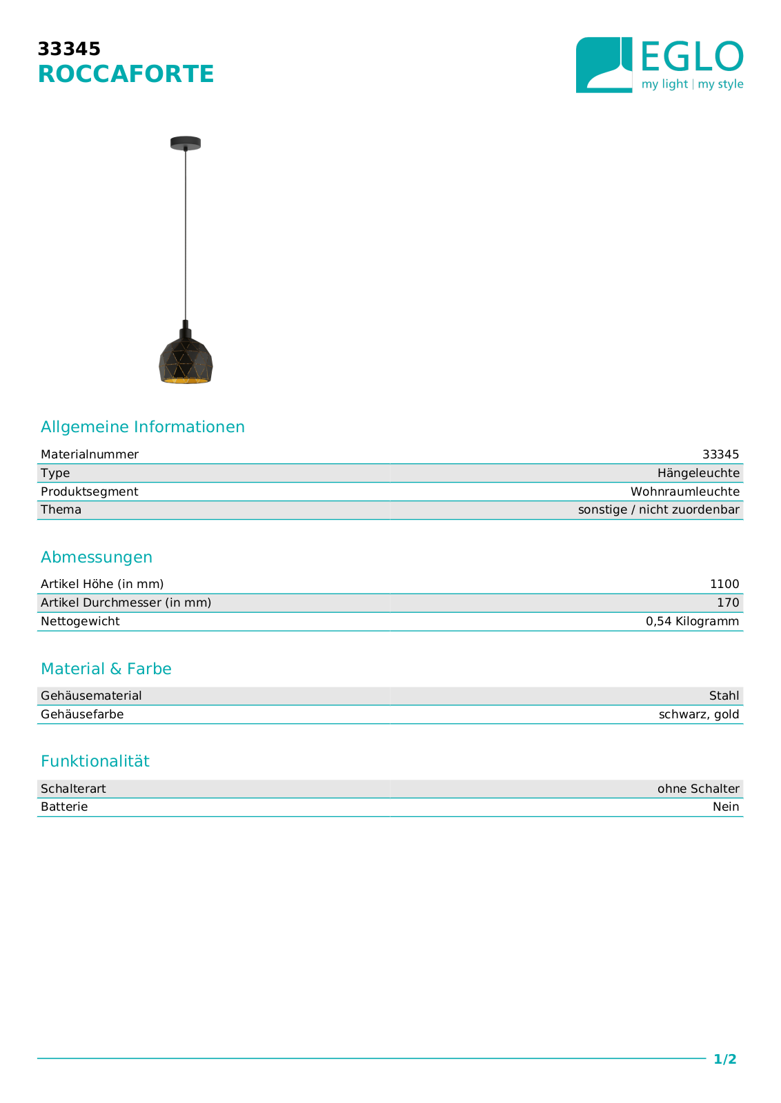 Eglo 33345 Service Manual