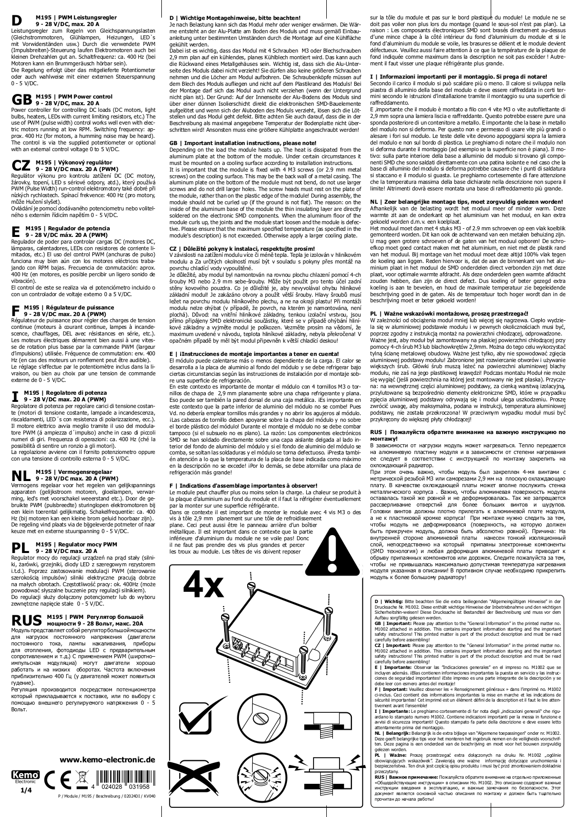 Kemo Electronic M195 User Manual