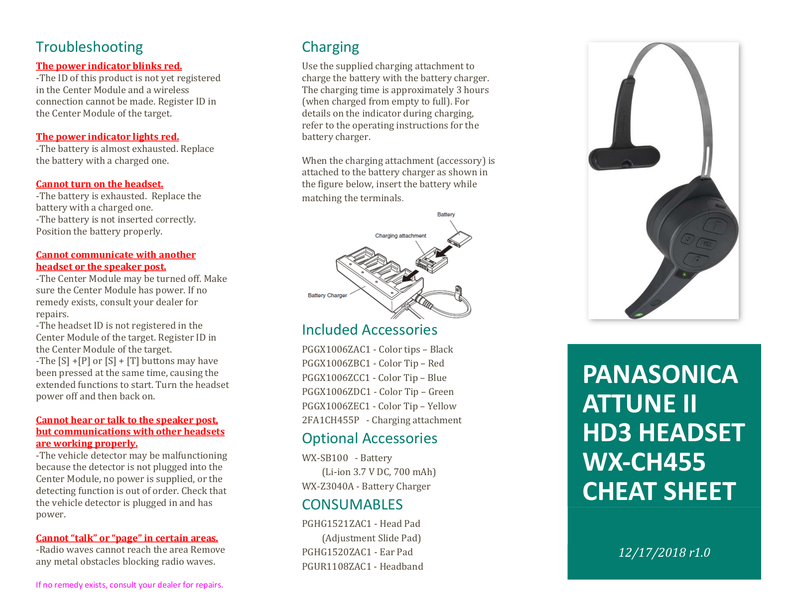 Panasonic ATTUNE II HD3 WX-CH455 User Manual