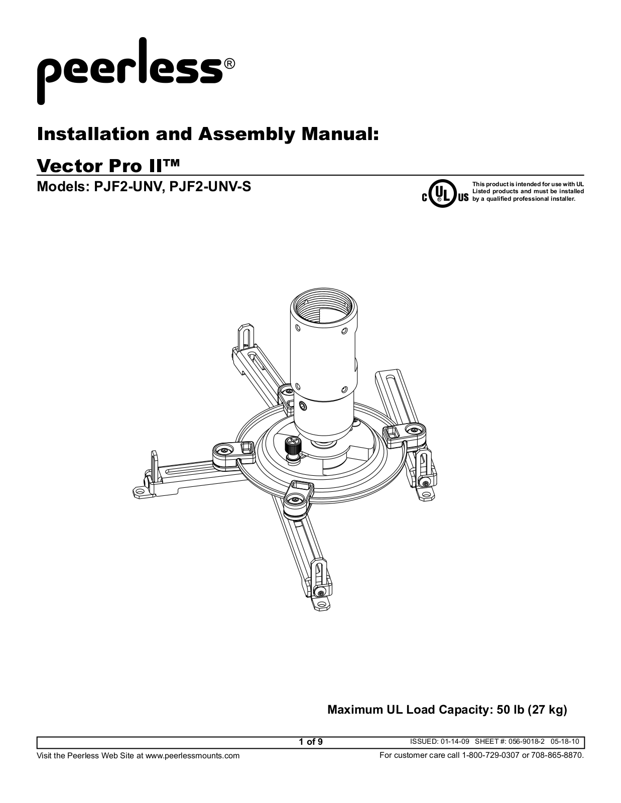 Peerless-AV PJF2-UNV-S User Manual