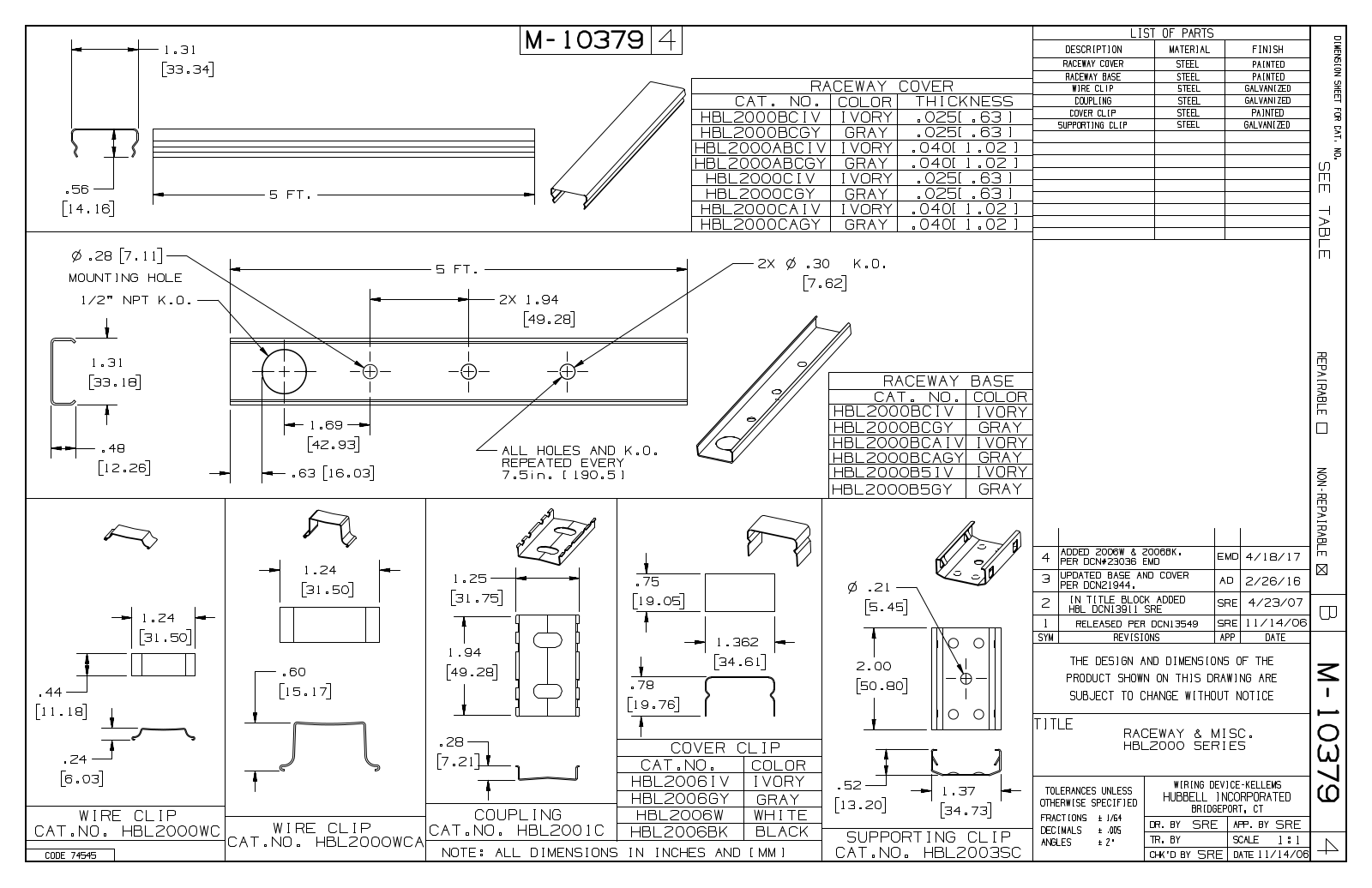 Hubbell HBL2003SC Reference Drawing