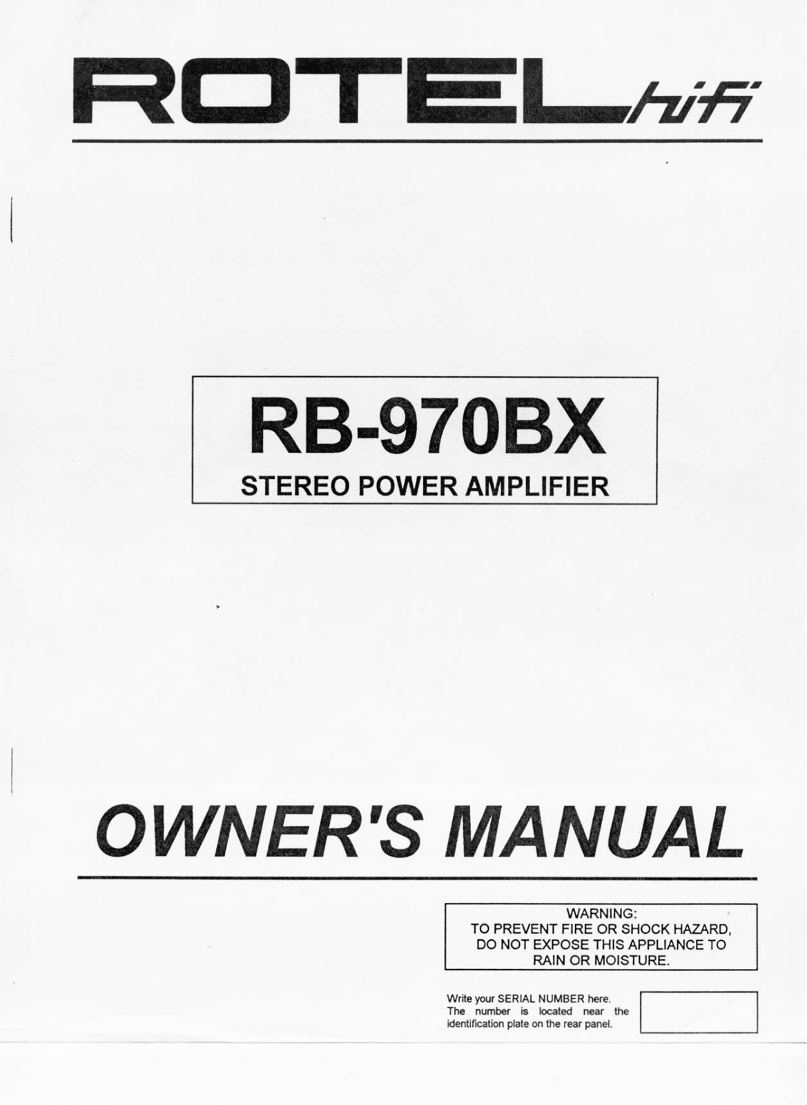 Rotel RB-970BX User Manual