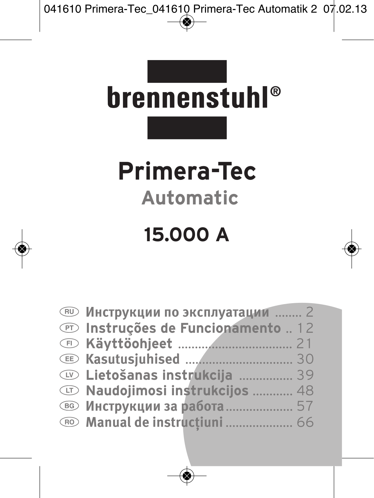 Brennenstuhl Primera-Tec 15.000 A Operating Instructions