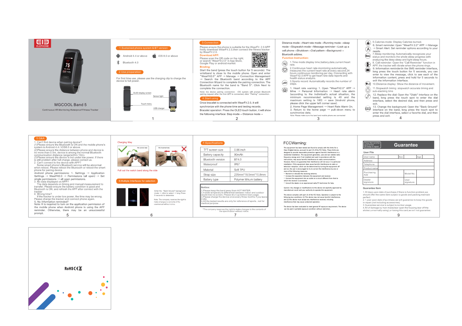 HK ELEPHONE COMMUNICATION TECH BAND5 Users manual