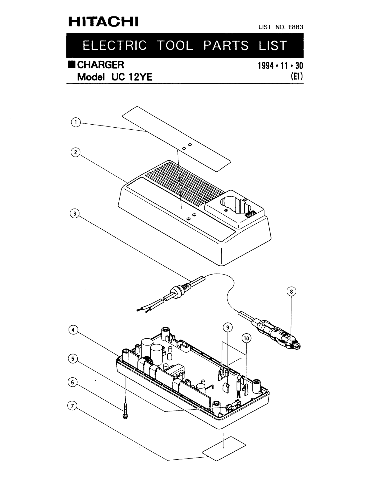 Hitachi UC12YE PARTS LIST