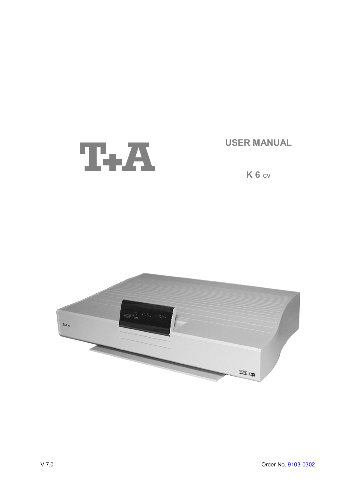 T and A Elektroakustik K-6-CV Owners manual