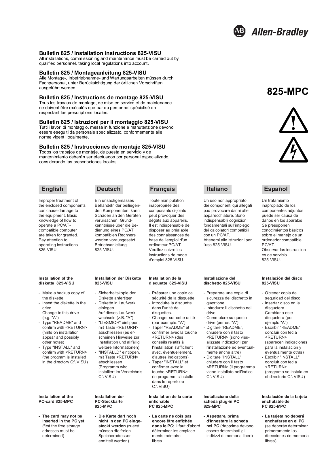 Rockwell Automation 825 User Manual